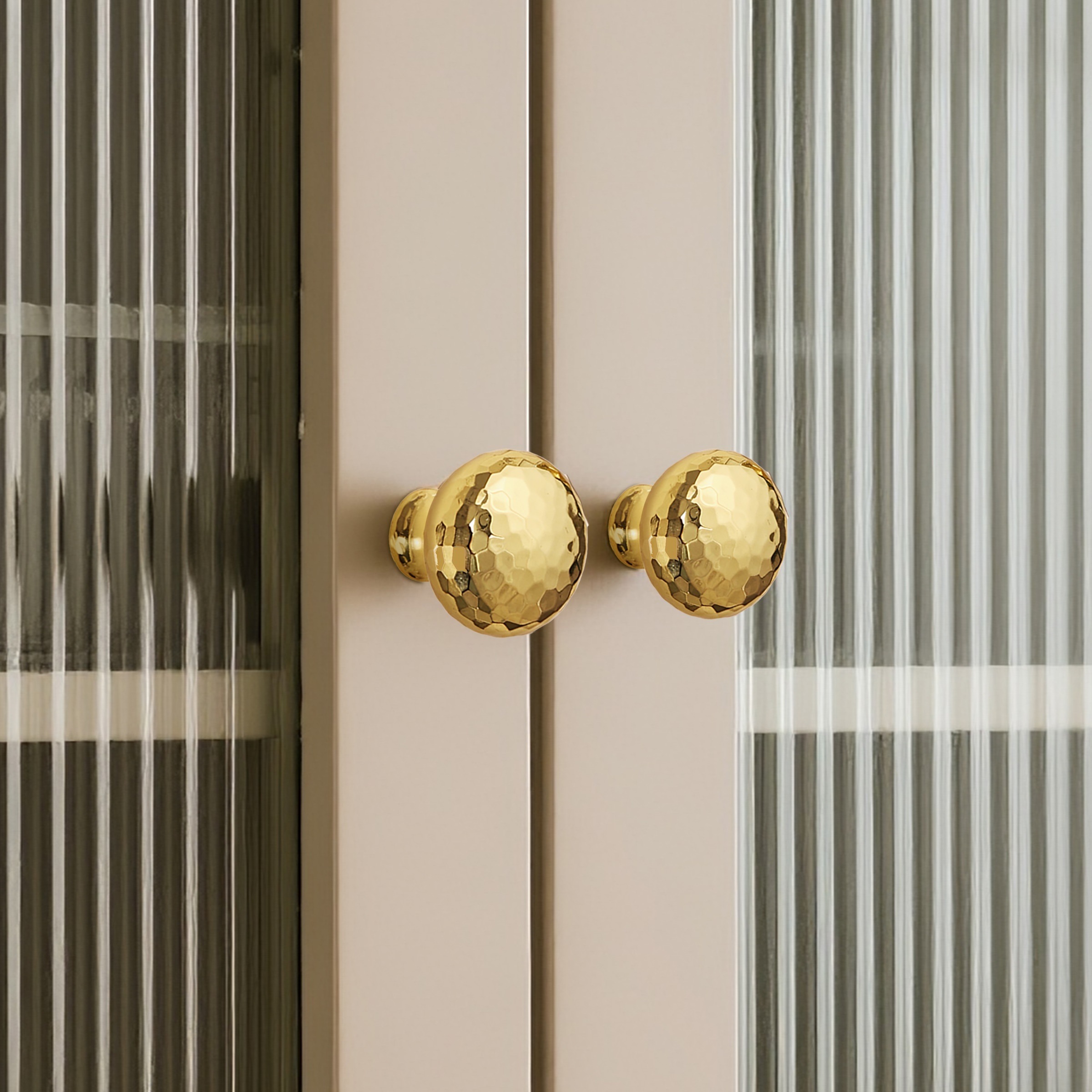 Hammered brass knob detail