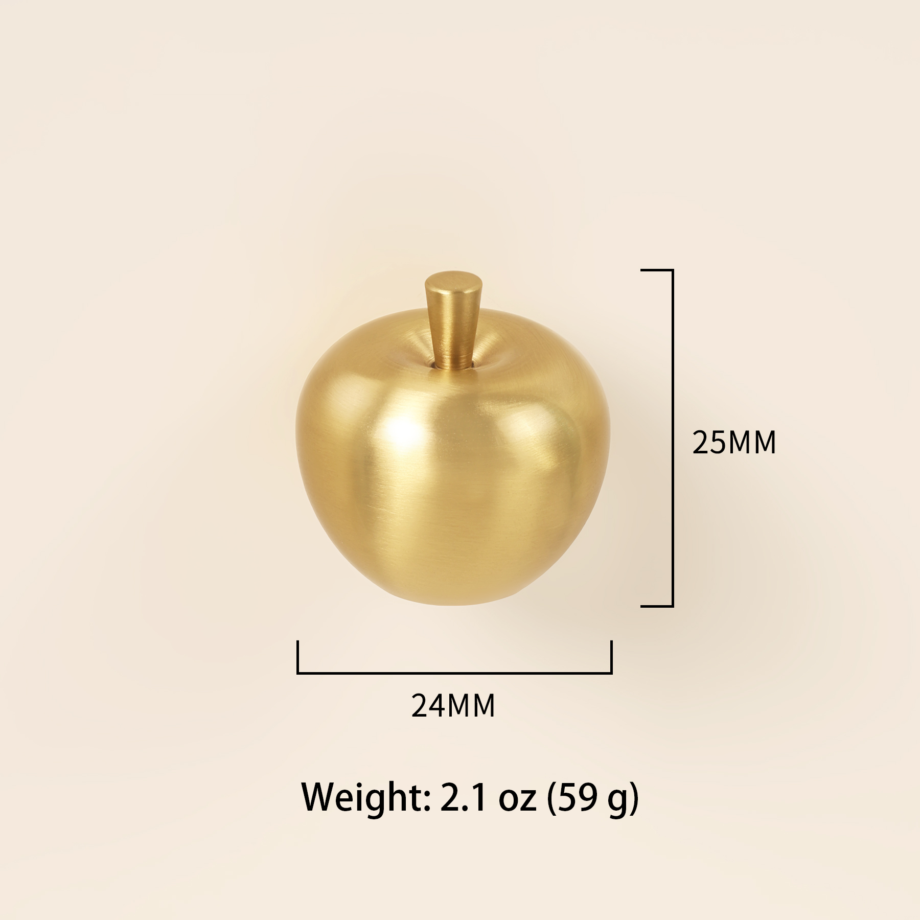 Apple brass cabinet knob